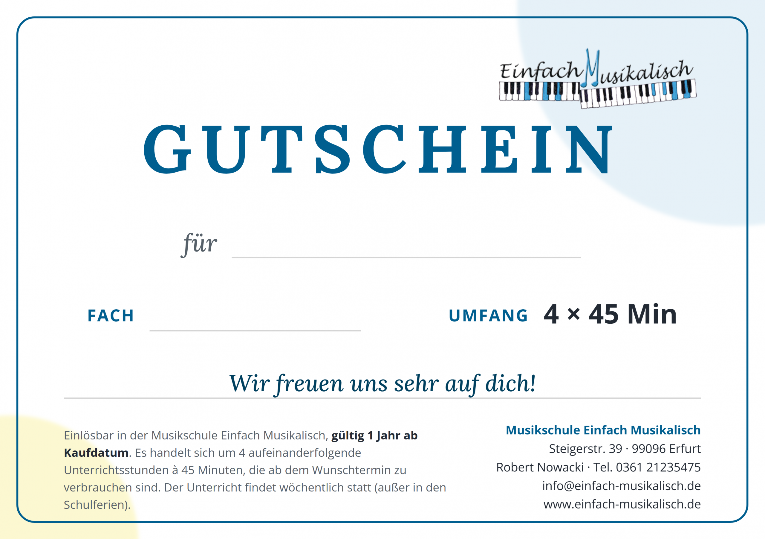 Gutschein 4x45min